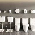 Modern White Toilets With Sinks And Wall Accessories In Bathroom Setting