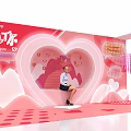 Heart Shaped Photo Check In Spot With Pink Background Steps And Cloud Elements 3d model
