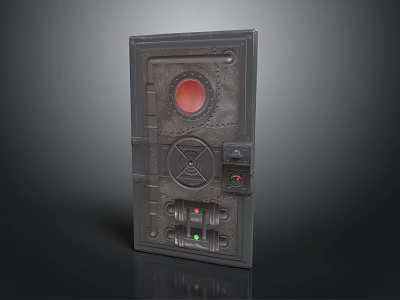 Industrial Style Household Safe With Black Exterior Red Circular Lock Control Buttons And Indicator Lights 3d model