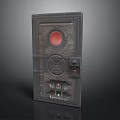 Industrial Style Household Safe With Black Exterior Red Circular Lock Control Buttons And Indicator Lights