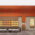Artisanal Heritage Specialty Store With Orange Walls Display Cabinets And Customer Benches
