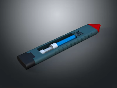 Portable Blue And Red Pen Shaped Medical Device For Clinical Testing 3d model