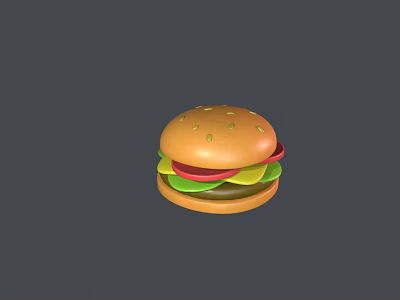 Delicious Layered Hamburger With Sesame Seed Bun Lettuce Tomato And Patty 3d model