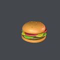 Delicious Layered Hamburger With Sesame Seed Bun Lettuce Tomato And Patty