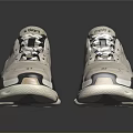 Light Colored Retro Sneakers with Black Accents and Air Cushion Sole Lace Up Sports Shoes