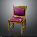 Classic Wooden Frame Chair With Pink Leather Seat And Backrest Stitching