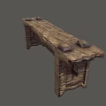 Wooden Public Bench With Natural Wood Grain And Simple Design Structure