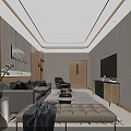 Modern Hotel Room Interior With Sofa Armchair Bed Decorative Painting And TV