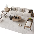 Sofa Coffee Table Combination Coffee Table Leisure Chair Carpet 3d model