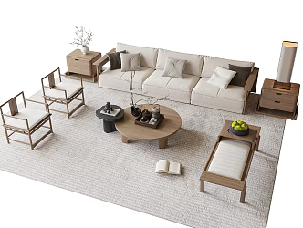 Sofa Coffee Table Combination Coffee Table Leisure Chair Carpet 3d model