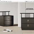 New Chinese Style artemide Side Table Solid Wood Side Table Bedside Table Books 3d model