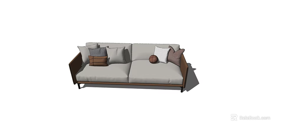 Modern Two Seater Sofa with Plush Cushions and Decorative Pillows 3d model