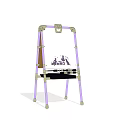 Purple Easel Featuring Musical Instruments And Art Supplies Design Elements