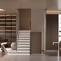 Modern Wine Cellar Interior Design With Wine Racks Staircase Bar Counter And Lighting