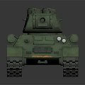 Green Military Tank With Turret Gun Barrel Tracks And Red Insignia Design