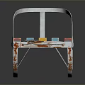 Vintage Sled With Colorful Striped Seat And Shiny Metal Frame Design