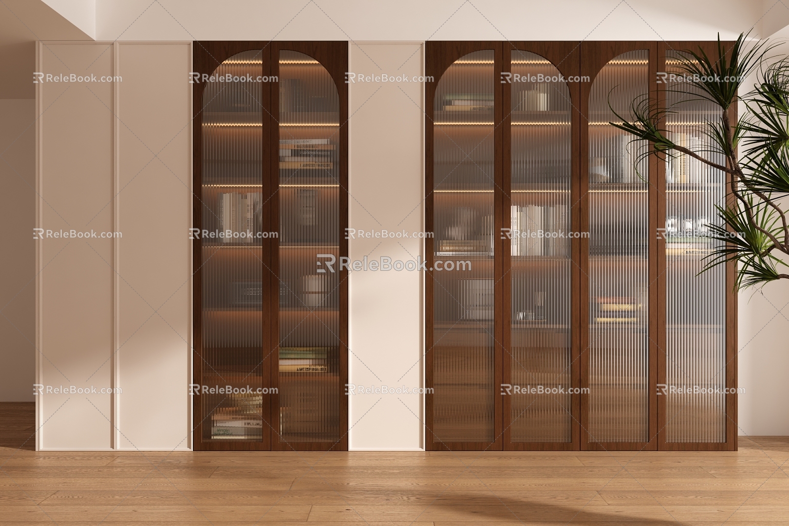 French Antique Bookcase Glass Cabinet 3d model