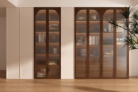 French Antique Bookcase Glass Cabinet 3d model