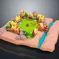 Commercial 3D Modeling Equipment For Low Poly Village Scene Design And