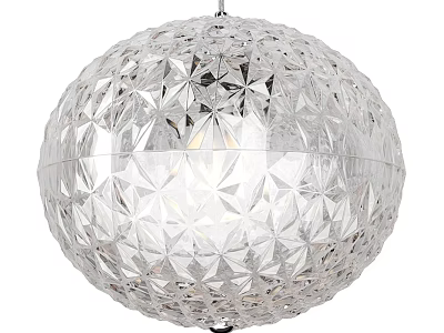 Transparent Crystal Spherical Chandelier With Diamond Cut Design And Shiny Surface 3d model