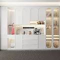 Modern White Wine Cabinet With Glass Doors Built In Lighting And Display Storage
