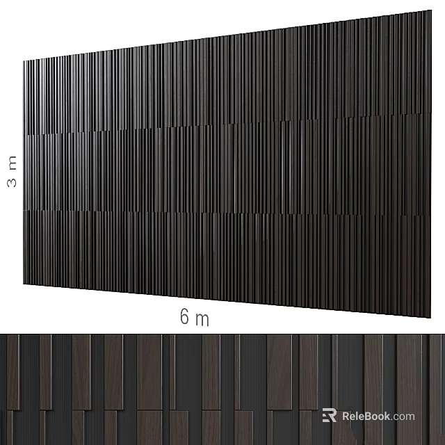 Vertical Striped Wall Decor Panel With 3m Height And 6m Width 3d model 