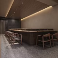 Japanese Style Restaurant Interior With Wooden Bar Seating And Minimalist Design Elements