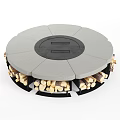 Outdoor Kitchen Fire Pit Round Concrete Design With Firewood Storage Compartments