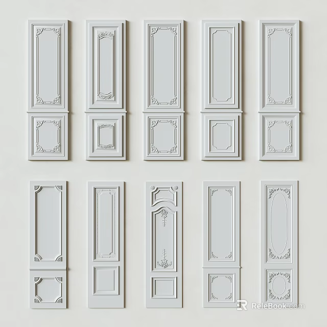 Various Decorative Wainscoting Panels With Different Intricate Design Patterns And Styles 3d model