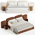 Modern Minimalist Double Bed Designs With Soft Headboard Cozy Bedding And Wooden Side Tables
