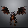 Mythical Dragon Character With Red And Black Wings Horned Head Scaled Body And Sharp Claws