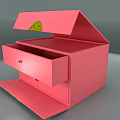 Elegant Pink Drawer Cabinet With Open Storage And Yellow Decorative Ornaments