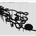 Large Amusement Play Equipment With Multiple Spiral Slides Metal Frame Structure and End Pool Platform