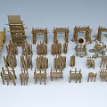 Construction Site With Wooden Frame Structures Used For Building Construction Models 3d model