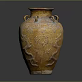 Furniture Decorative Vase With Carved Dragon Patterns And Two Handles