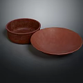 Hand Carved Terracotta Bowls And Plates With Rustic Brown Surface Design