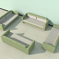 Light Green Modern Multi Person Sofa With Light Gray Cushions And Combined Sections 3d model