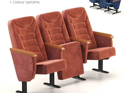 Three Red Recliner Chairs With Wooden Arms Black Base And Colour Options 3d model