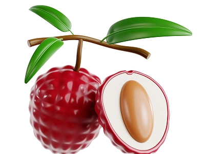 Modern litchi fruit fresh fruit food cartoon fruit 3d model