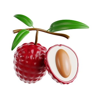 Modern litchi fruit fresh fruit food cartoon fruit 3d model