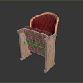 Stylish Single Chair with Wooden Frame and Red Cushioned Seat and Backrest