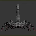 Detailed Silver Scorpion 3D Model With Red Legs On Dark Background 3d model