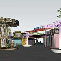 Vibrant Commercial Street With Container Plaza Dining Square Starbucks And Colorful Container Buildings