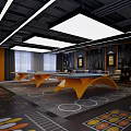 Modern Indoor Badminton Court For Sports Fitness With Green Surface And Lighting
