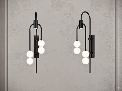 Elegant Modern Kitchen Interior Featuring Luxury Black Metal Chandelier With White Globe Lights 3d model