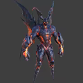 Demon Warrior Creature With Fiery Armor Black Wings Lava-like Details And Glowing Hands 3d model