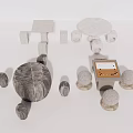 Modern Landscape Seating With Circular Stone Design And Multiple Base Elements 3d model