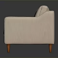 Beige Upholstered Two Seater Sofa With Wooden Legs And Modern Design