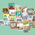 Cartoon Style Multi Level House Scene With Colorful Rooms Furniture And Playful Elements