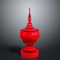 Red Decorative Household Item With Layered Structure And Spire Top Base 3d model